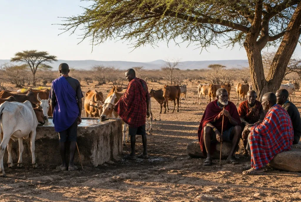 Pastoralists at a shared well Pastoralists at a shared well