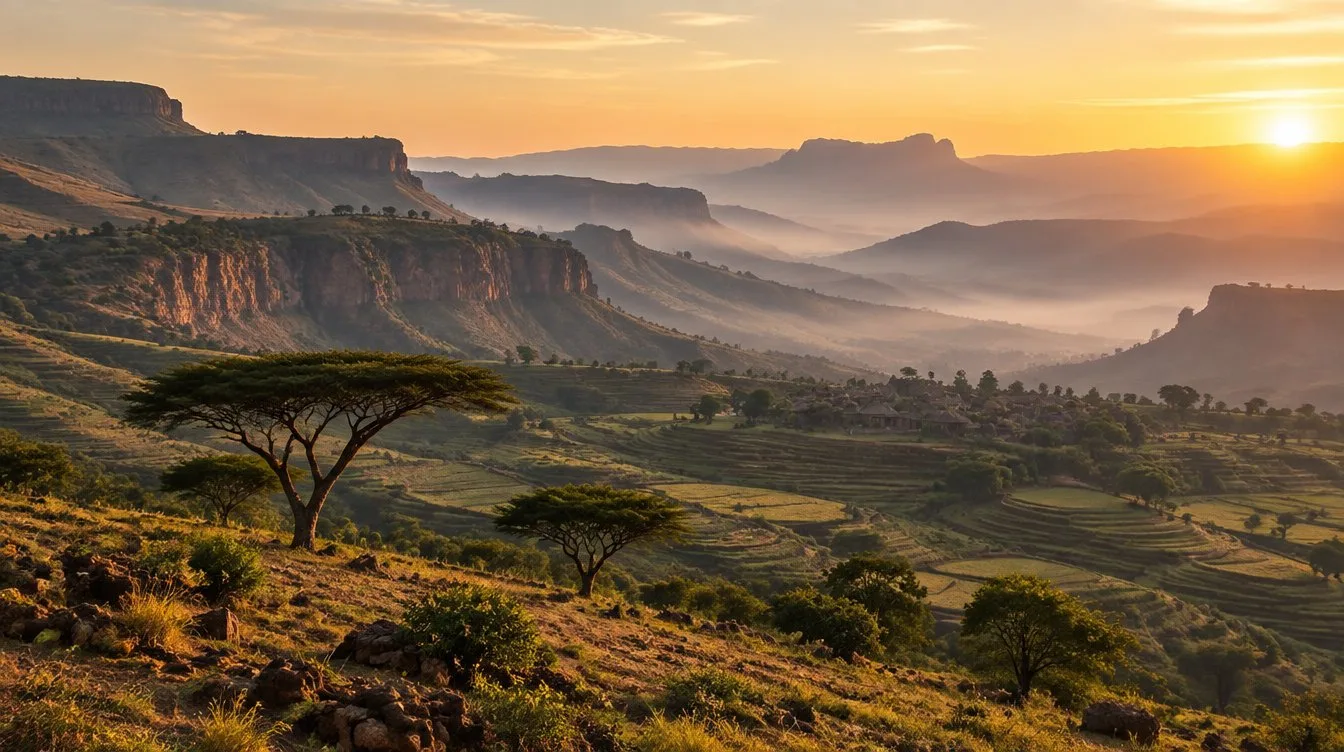 Ethiopian highlands at sunrise Ethiopian highlands at sunrise